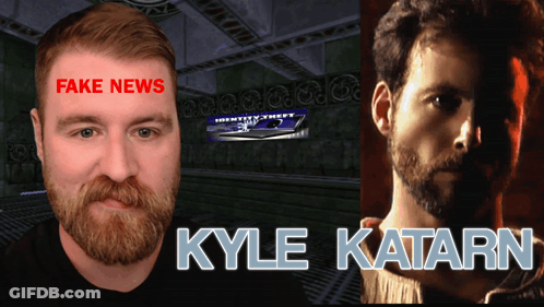 A Man With A Beard Has Fake News Kyle Katari On His Head GIF