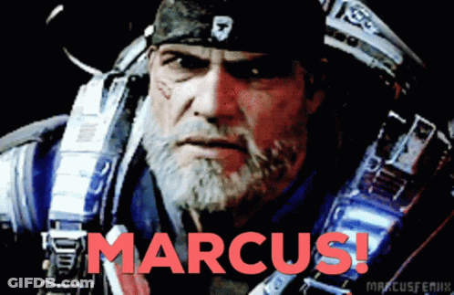 A Man With A Beard Has The Name Marcus Written In Red GIF