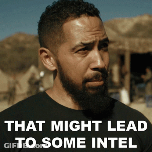 A Man With A Beard Has The Words That Might Lead To Some Intel On The Bottom GIF