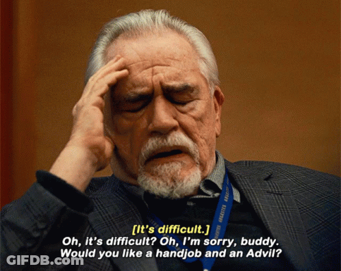 A Man With A Beard Holds His Hand To His Forehead While Saying It 'S Difficult GIF