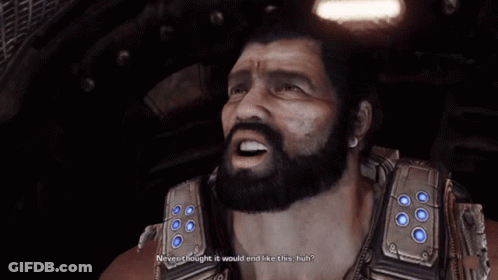 A Man With A Beard In A Video Game Says " Huh Mana " GIF