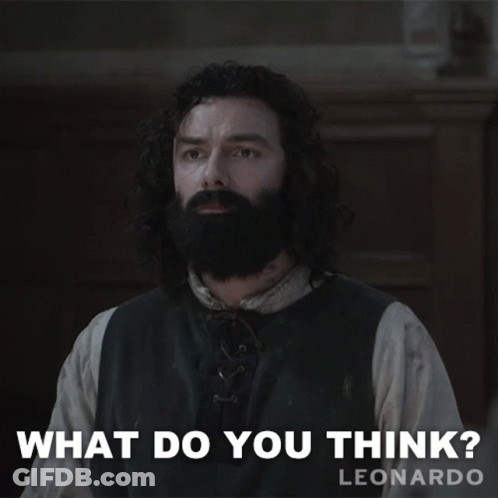 A Man With A Beard Is Being Asked What Do You Think By Leonardo GIF