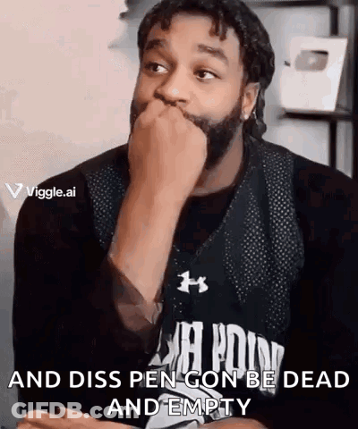 A Man With A Beard Is Covering His Mouth With His Hand While Wearing A Black Under Armour Shirt . GIF
