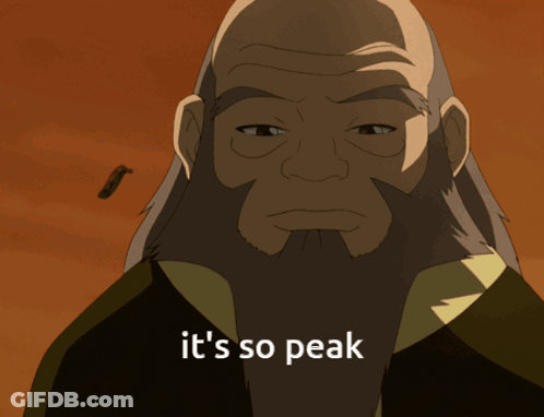 A Man With A Beard Is Crying With The Words " It 'S So Peak " Above Him GIF