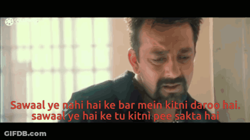 A Man With A Beard Is Crying With The Words " Sawaal Ye Nahi Hai Ke Bar Mein Kitti Daroon Hai " GIF