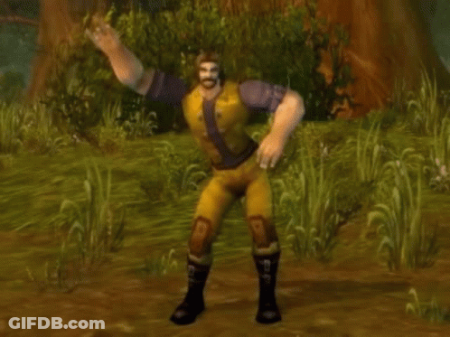 A Man With A Beard Is Dancing In A Video Game In A Field . GIF