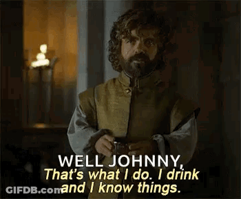 A Man With A Beard Is Drinking From A Glass And Saying Well Johnny GIF