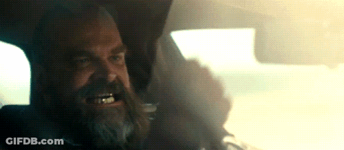 Bearded Man Driving Car Making Face GIF
