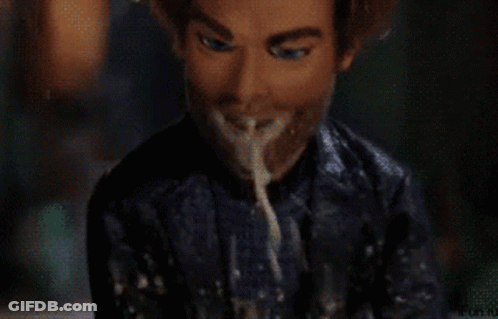 A Man With A Beard Is Eating Spaghetti With His Mouth Open GIF
