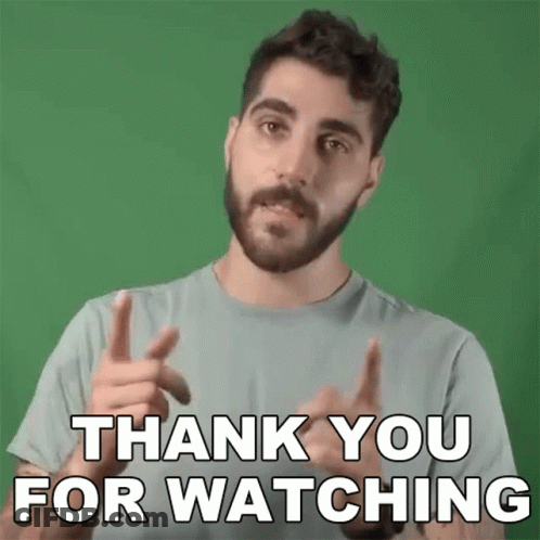 A Man With A Beard Is Giving A Thank You For Watching Sign . GIF