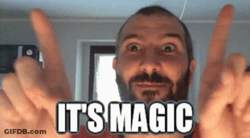 A Man With A Beard Is Giving The Middle Finger And Has The Words It 'S Magic Written On His Face GIF