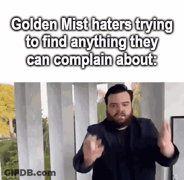 A Man With A Beard Is Giving The Middle Finger In A Meme About Golden Mist GIF