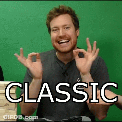 A Man With A Beard Is Giving The Ok Sign And The Word Classic Is Above Him GIF
