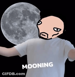 A Man With A Beard Is Holding A Full Moon In Front Of His Face GIF