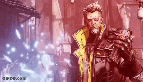 A Man With A Beard Is Holding A Gun And Smoking A Cigarette . GIF