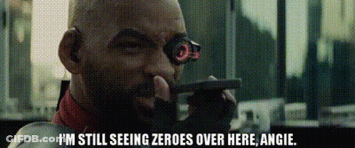A Man With A Beard Is Holding A Gun And Talking On A Cell Phone While Wearing Goggles . GIF