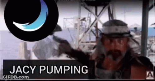 A Man With A Beard Is Holding A Gun And The Name Jacy Pumping Is Above Him GIF