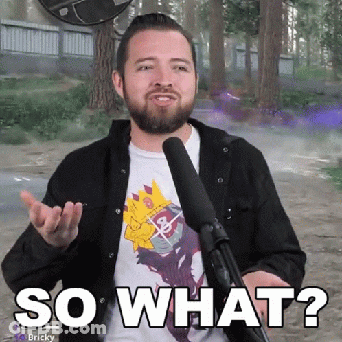 A Man With A Beard Is Holding A Microphone And Saying So What GIF