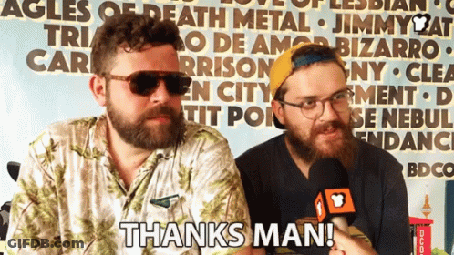 Man With Beard Holding Microphone Thanks Man GIF
