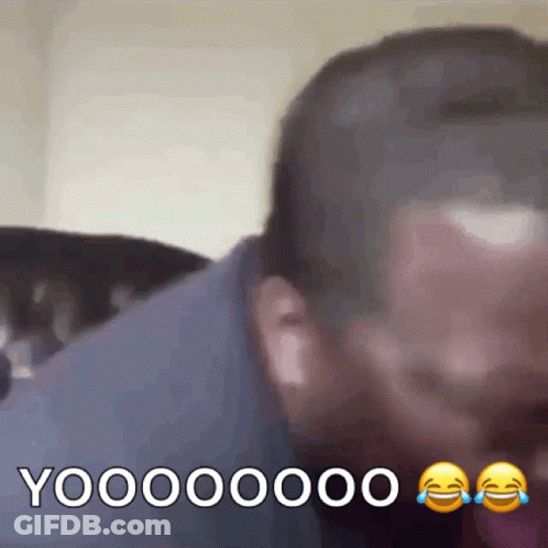 A Man With A Beard Is Laughing With Tears Coming Out Of His Eyes And The Words Yoooooo On The Bottom GIF