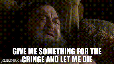A Man With A Beard Is Laying In Bed With His Eyes Closed And Says `` Give Me Something For The Cringe And Let Me Die '' GIF