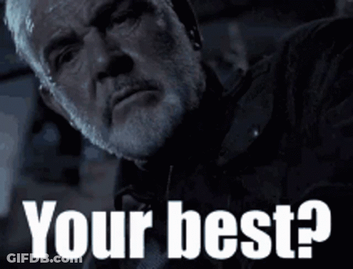 A Man With A Beard Is Looking At The Camera With The Words Your Best Written Below Him GIF