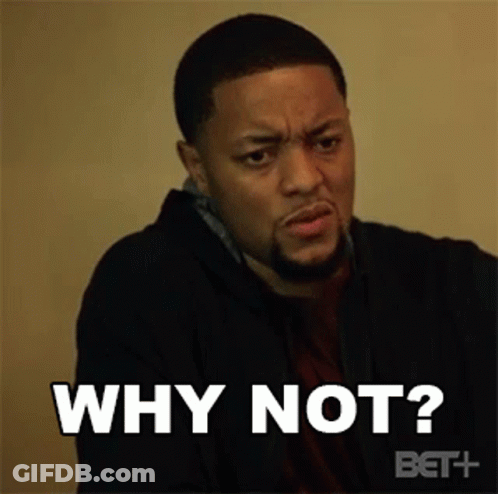 A Man With A Beard Is Making A Funny Face And Asking Why Not ? GIF