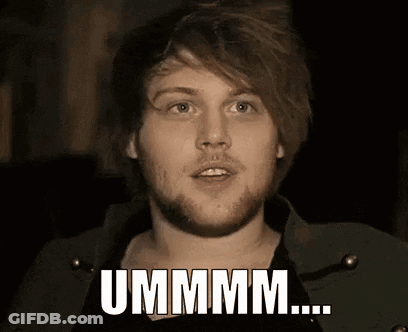 A Man With A Beard Is Making A Funny Face And Has The Word Ummm On His Face GIF