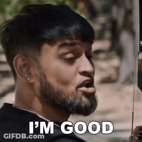 A Man With A Beard Is Making A Funny Face And Says `` I 'M Good '' . GIF