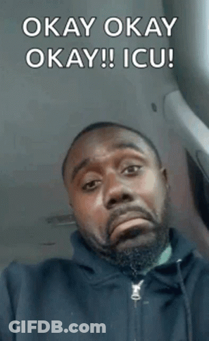 A Man With A Beard Is Making A Funny Face And Says Okay Okay Okay !! Icu ! GIF