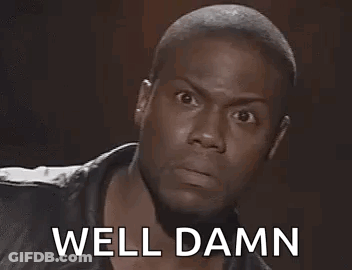 A Man With A Beard Is Making A Funny Face And Says `` Well Damn '' . GIF