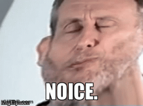 A Man With A Beard Is Making A Funny Face And The Caption Says Noice . GIF