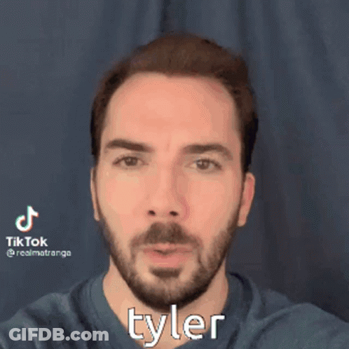 A Man With A Beard Is Making A Funny Face And The Name Tyler Is On The Bottom GIF
