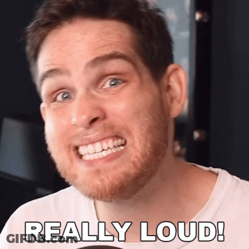 A Man With A Beard Is Making A Funny Face And The Words Really Loud Are Above Him GIF