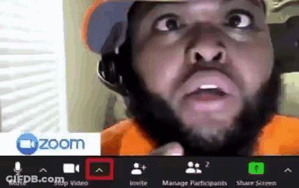A Man With A Beard Is Making A Funny Face During A Zoom Call . GIF
