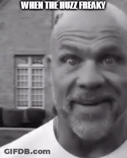 A Man With A Beard Is Making A Funny Face In A Black And White Photo With The Caption When The Huzz Freaky GIF