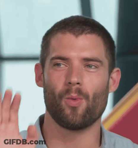 A Man With A Beard Is Making A Funny Face With His Hand GIF