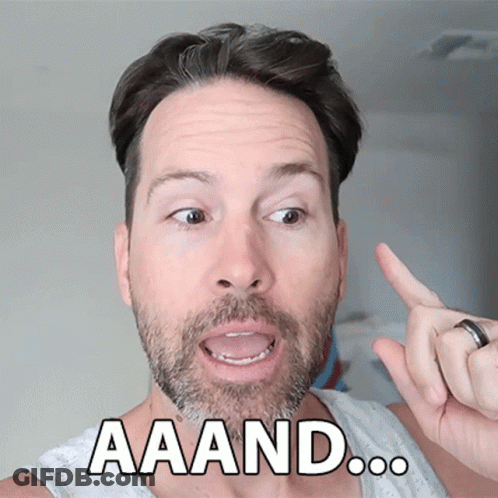 A Man With A Beard Is Making A Funny Face With The Words Aaand GIF