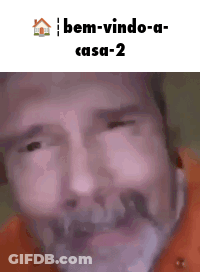 A Man With A Beard Is Making A Funny Face With The Words Bem-Vindo-A-Casa-2 Below Him GIF