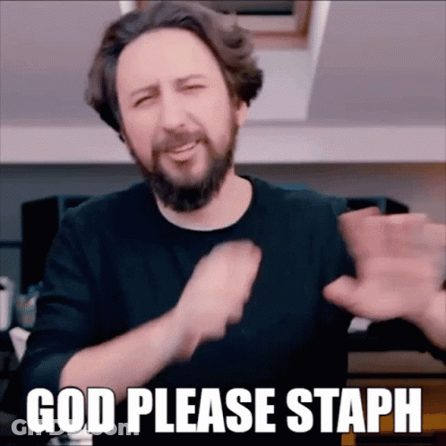 A Man With A Beard Is Making A Funny Face With The Words God Please Staph Below Him GIF