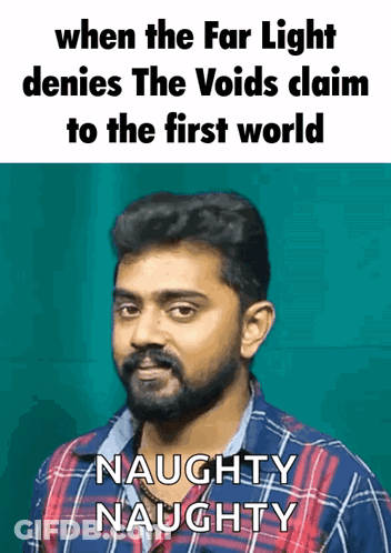 A Man With A Beard Is Making A Funny Face With The Words " Naughty Naughty " Below Him GIF