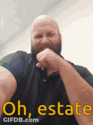 A Man With A Beard Is Making A Funny Face With The Words Oh Estate GIF
