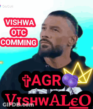 A Man With A Beard Is On A Poster That Says ' Vishwa Otc Comming ' GIF