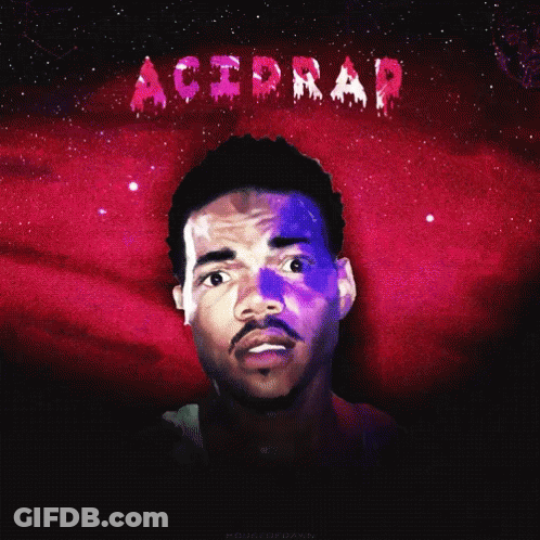 A Man With A Beard Is On A Red Background With The Word Acidrap On It GIF
