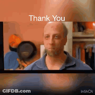 A Man With A Beard Is On A Screen With The Words Thank You GIF
