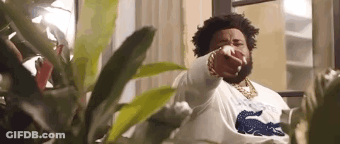 A Man With A Beard Is Pointing At The Camera While Standing In Front Of A Window . GIF