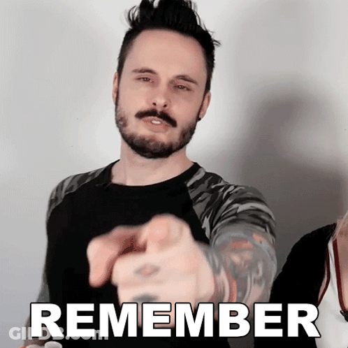 Bearded Man Pointing With Remember Text GIF