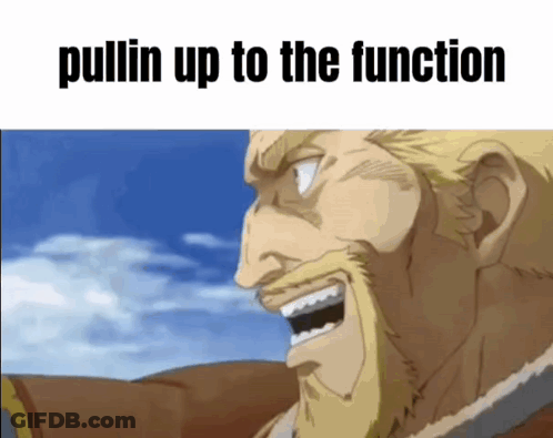 A Man With A Beard Is Pulling Up To The Function In A Meme . GIF