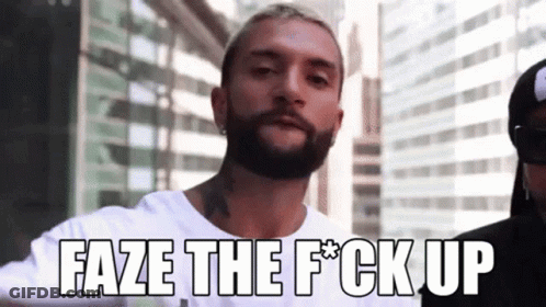 A Man With A Beard Is Saying Faze The F * Ck Up . GIF
