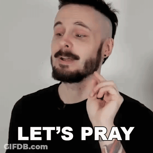 A Man With A Beard Is Saying Let 'S Pray With His Finger GIF
